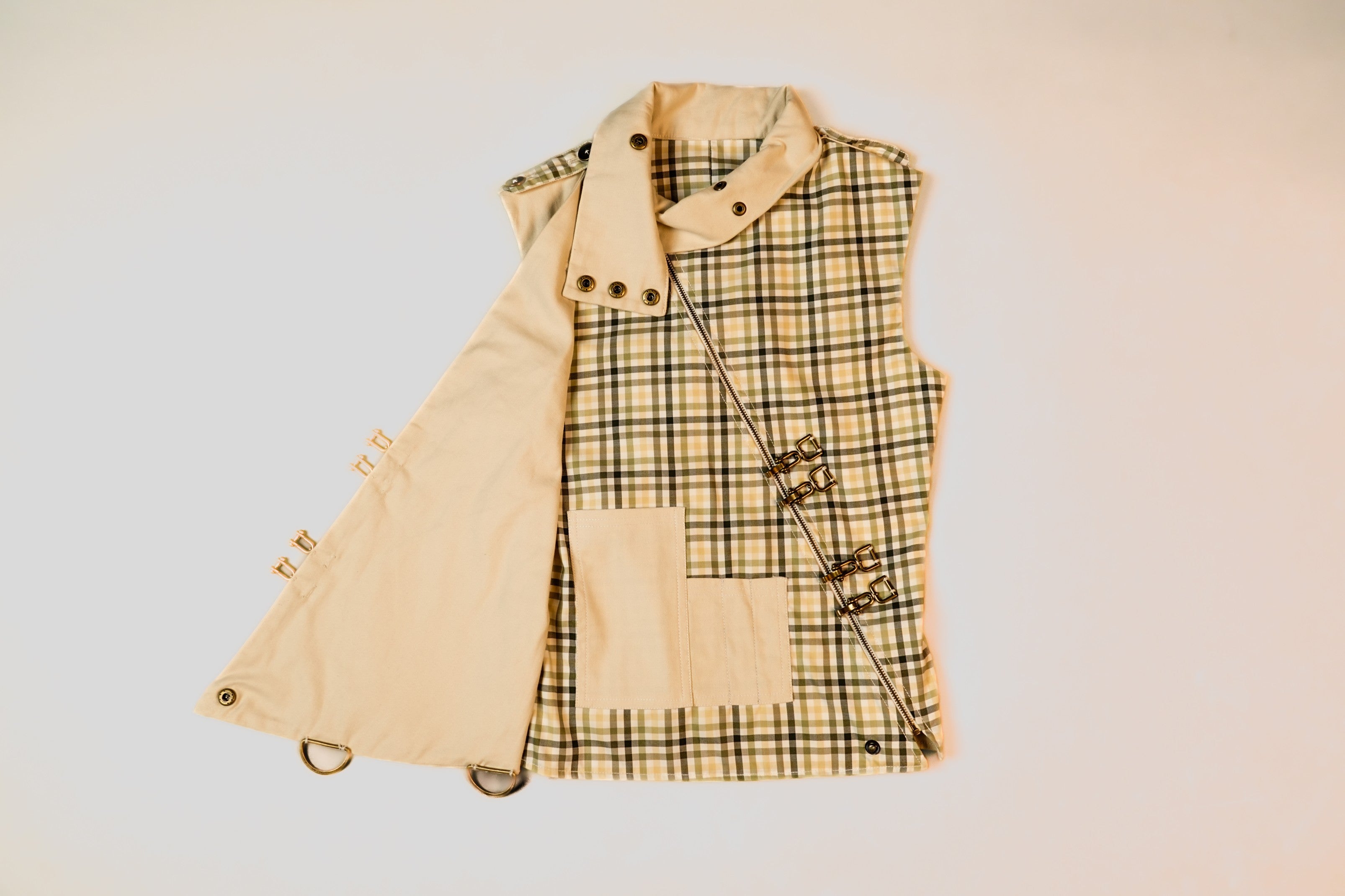 madras checks utility vest