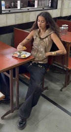 zardozi brown green pink vest