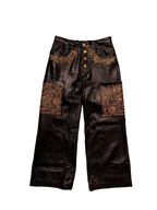 Gold embroidered leather pants