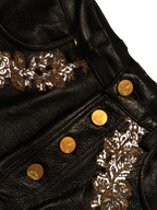 Gold embroidered leather pants
