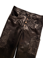 Silver embroidered leather pants