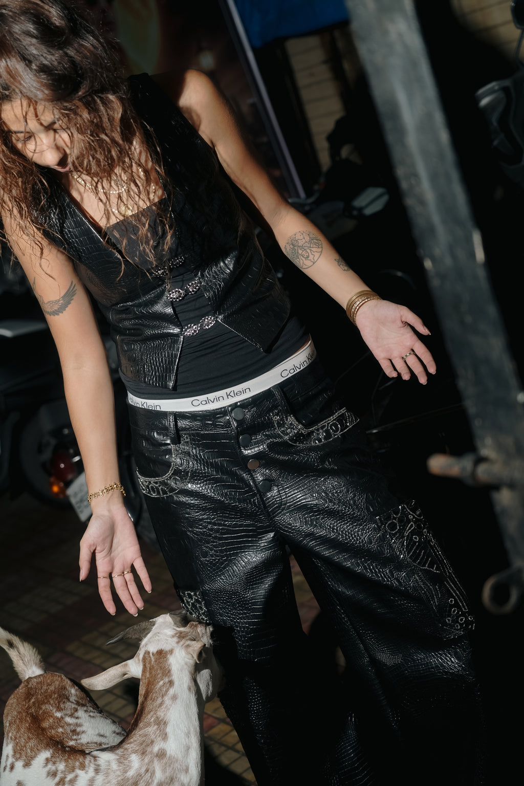 Diya leather vest