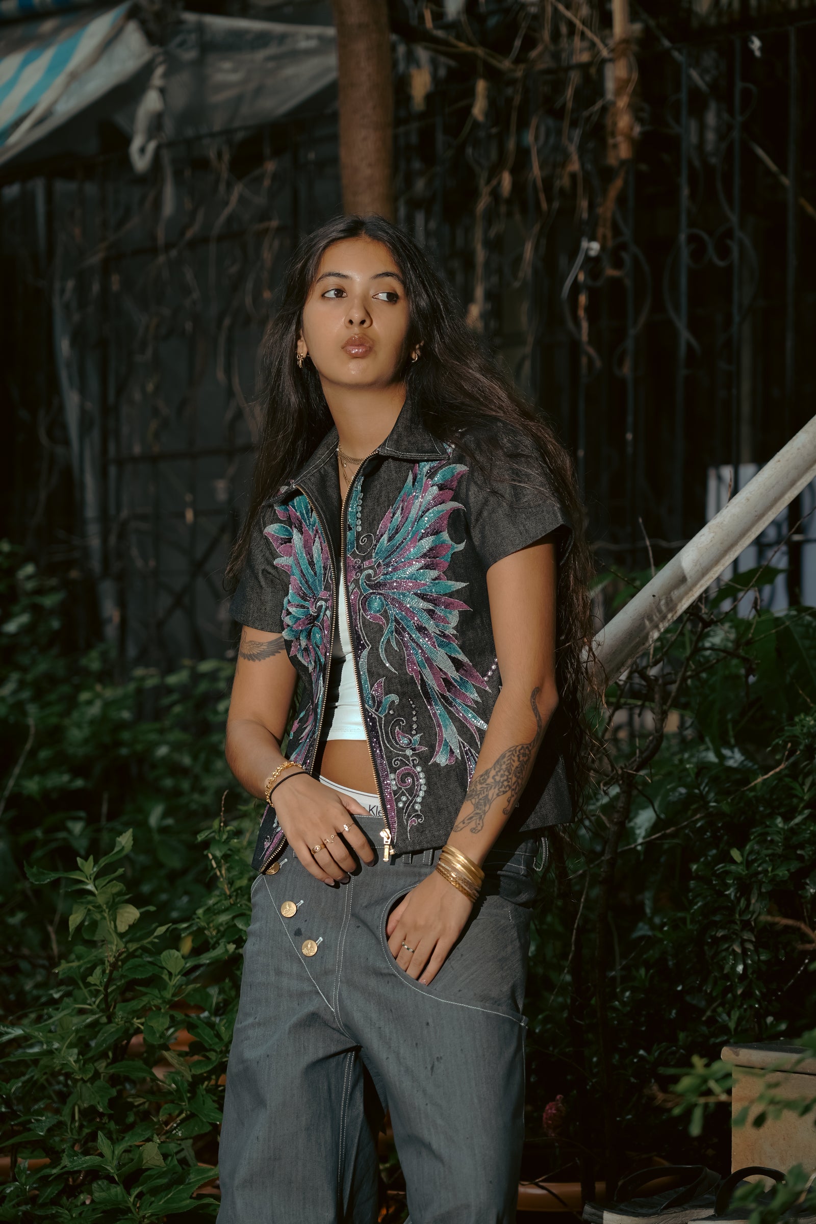 angel wala denim tshirt