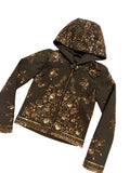 zardozi x denim gold green zip up