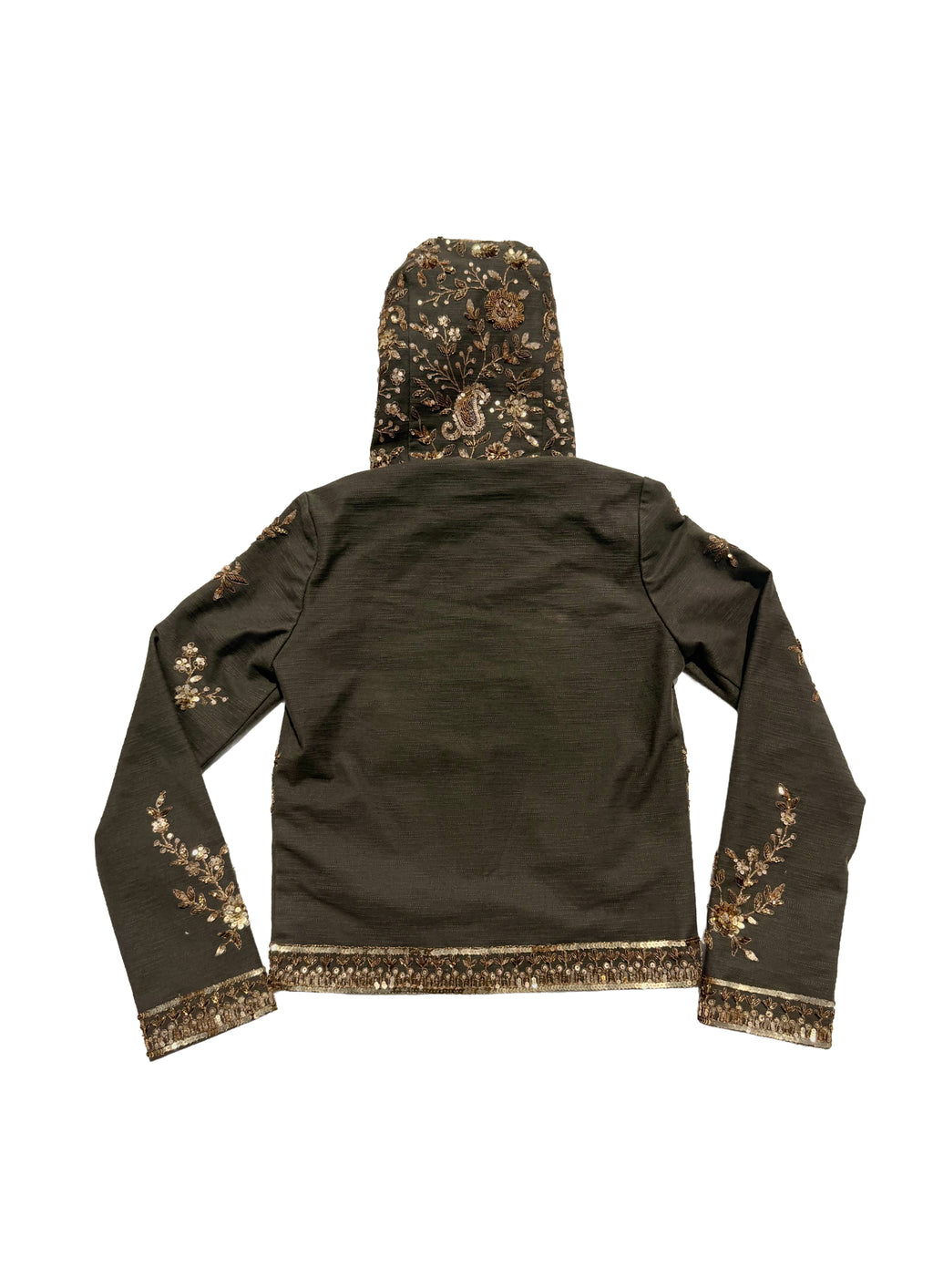 zardozi x denim gold green zip up