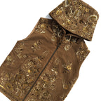 zardozi brown denim vest