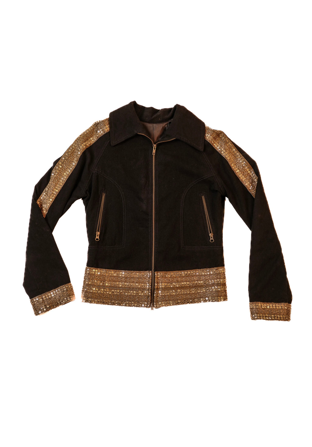 gold zari x denim sports jacket