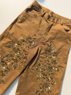 brown denim zardozi shorts