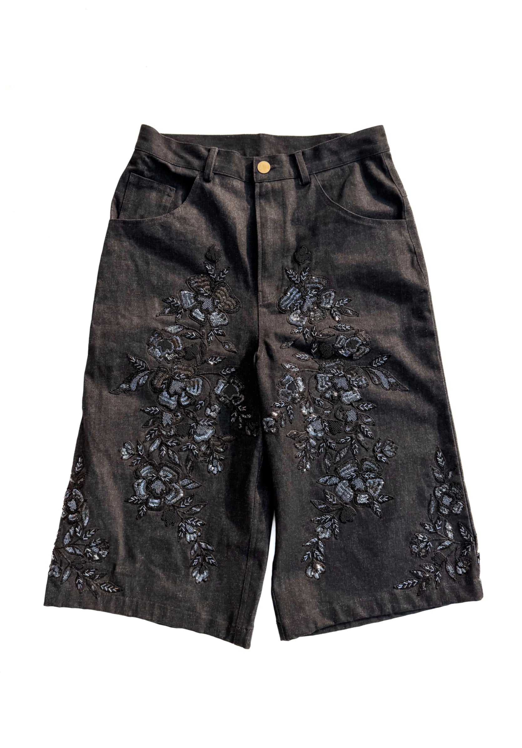 black zardozi denim shorts – diyadiya.studio