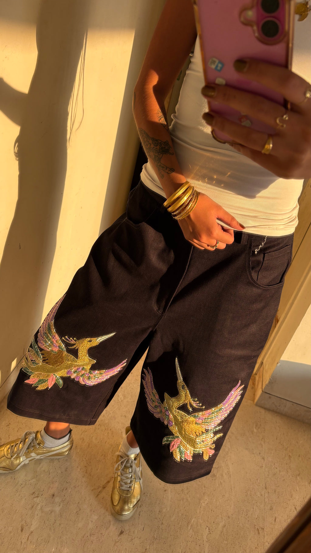 diya bicep pakshi tattoo shorts