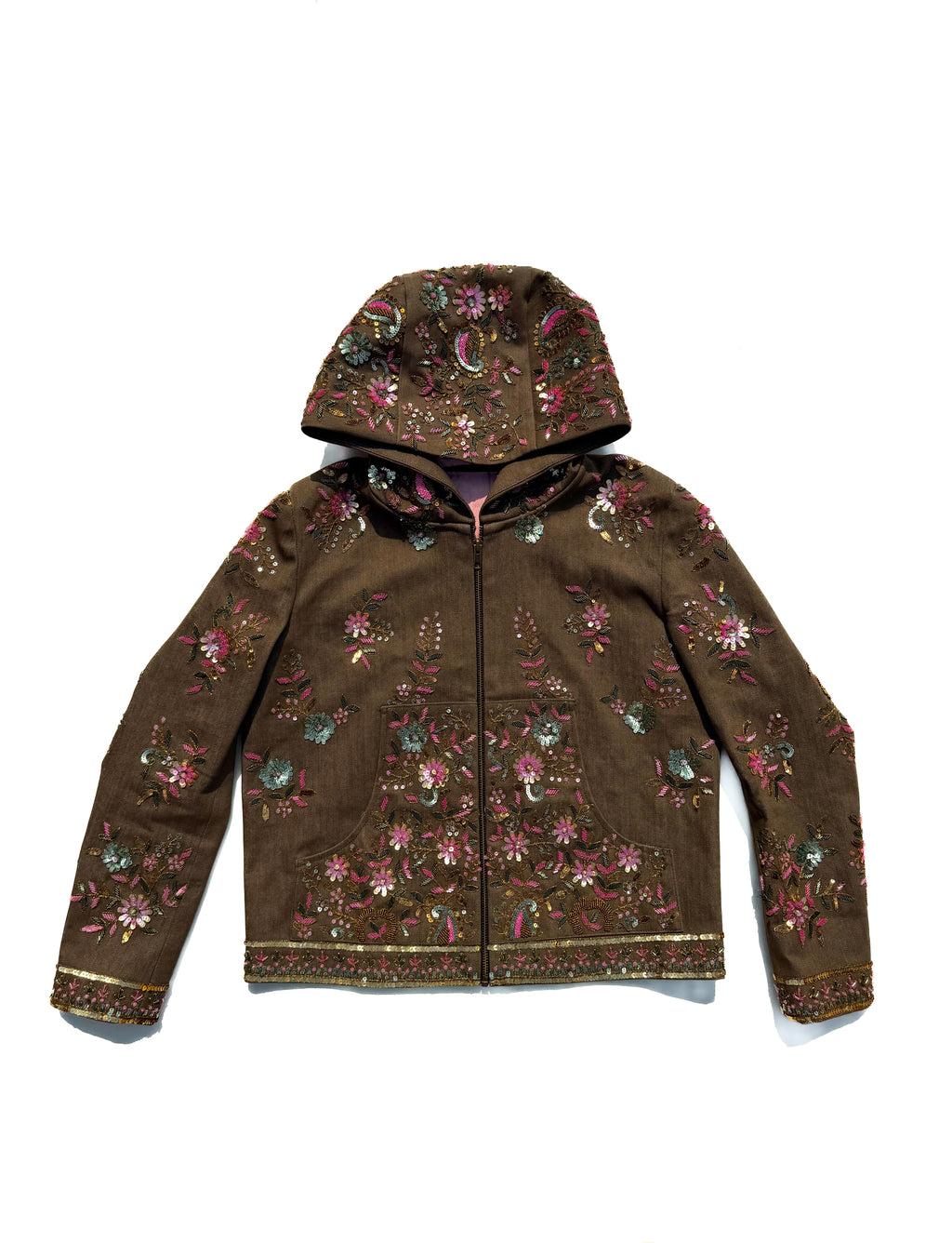 limited edition zardozi x denim zip up
