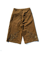 brown denim zardozi shorts